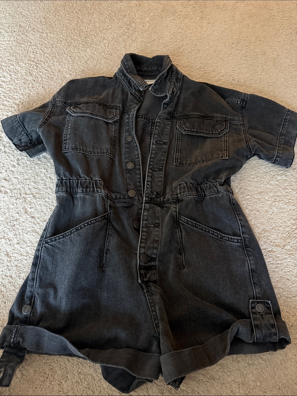 Free people size small-Black Washed Denim Romper